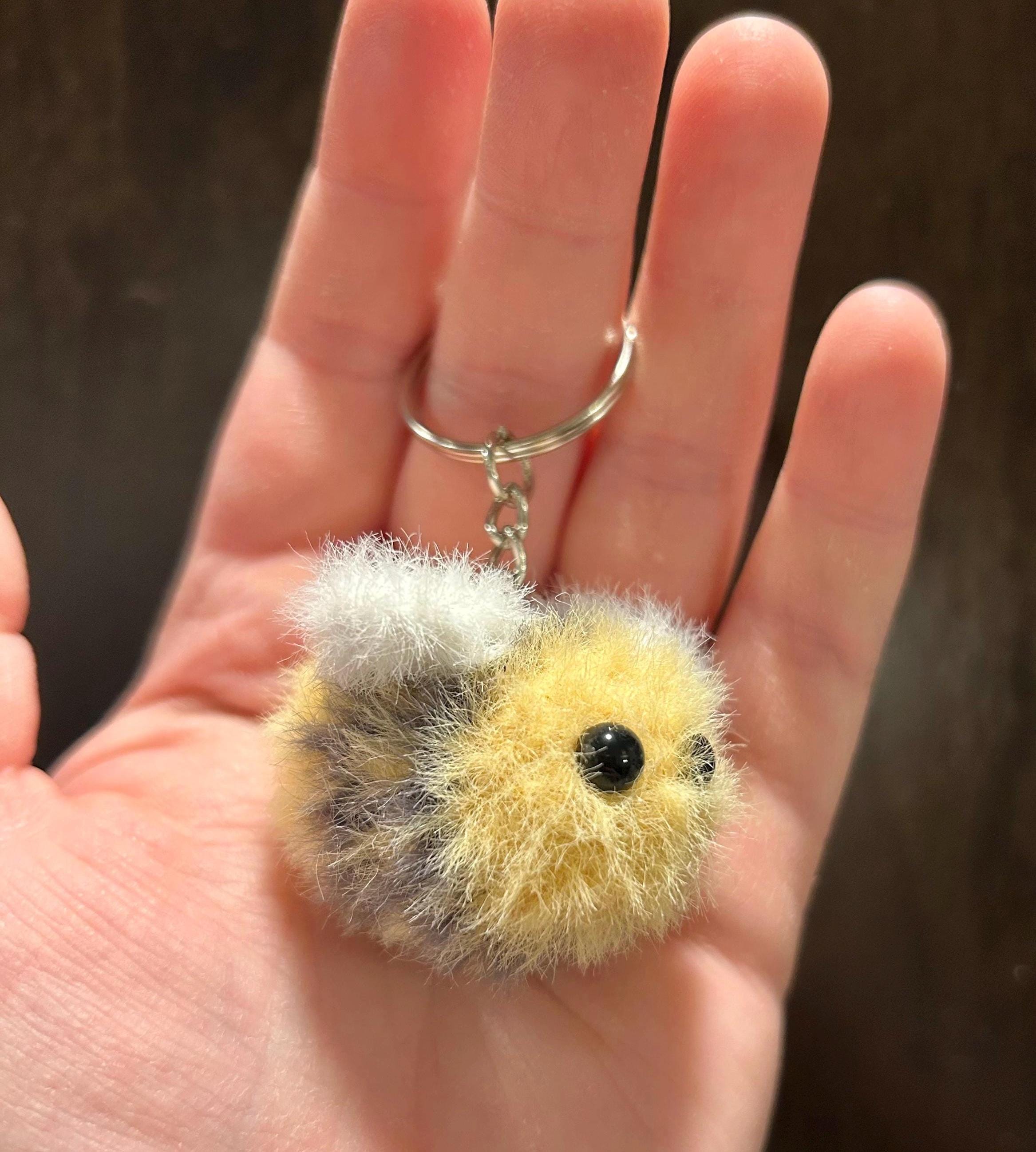 Small Fuzzy Crochet Bumblebee Plushie Keychain | Color Options Available | Customizable | Made to Order