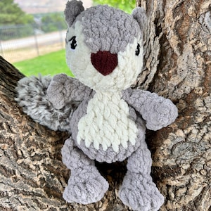 Crochet Squirrel Plushie | Fluffy Tail | Woodland Lovey Snuggler | Free Shipping | Ready to Ship