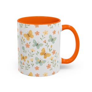 Butterfly and Flowers Coffee Mug - Cute Spring Mug - Nature Lover Gift - Floral Mug with Butterflies - Colorful Ceramic Mug for Women