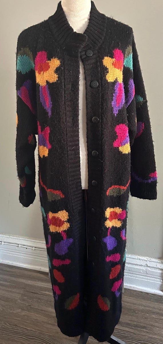 1980’s Fitting Image Maxi Button Up Sweater Coat - image 2