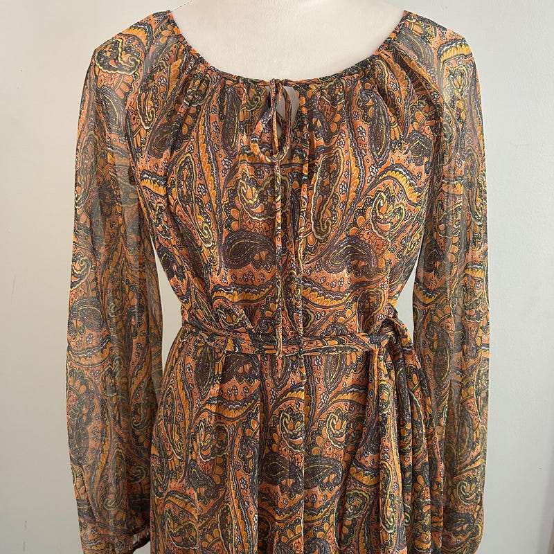 70's Button Front Paisley Dress by Abe Schrader main image 1