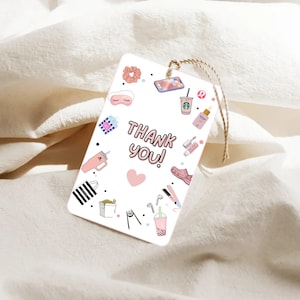 VSCO Aesthetics Gift Tags for Teen Tween Party, Printable Thank You Gift Tags, Skin Care Sephora Noodles Sushi Girl, Digital Download 018