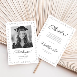 Graduierung Danke Kartenvorlage, bearbeitbare Grad Dankeschön Note, druckbare Canva Vorlage, sofortiger Download, High School Grad Party, 5x7