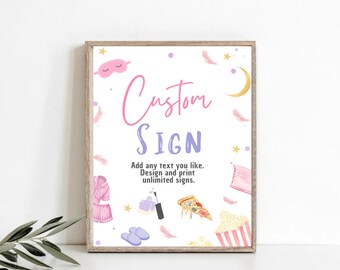 Slumber Party Sign Template: Editable Pizza & Popcorn Decor (Digital Download)