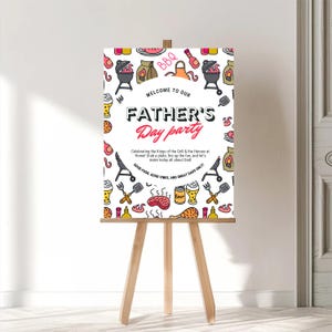 Fathers Day BBQ Welcome Sign, Printable 18x24 Party Sign, Editable Dad Sign, Canva Template, Father&#39;s Day Cookout Decor, Digital Download 37