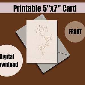 Carte imprimable pour la fête des mères 5 x 7 pouces