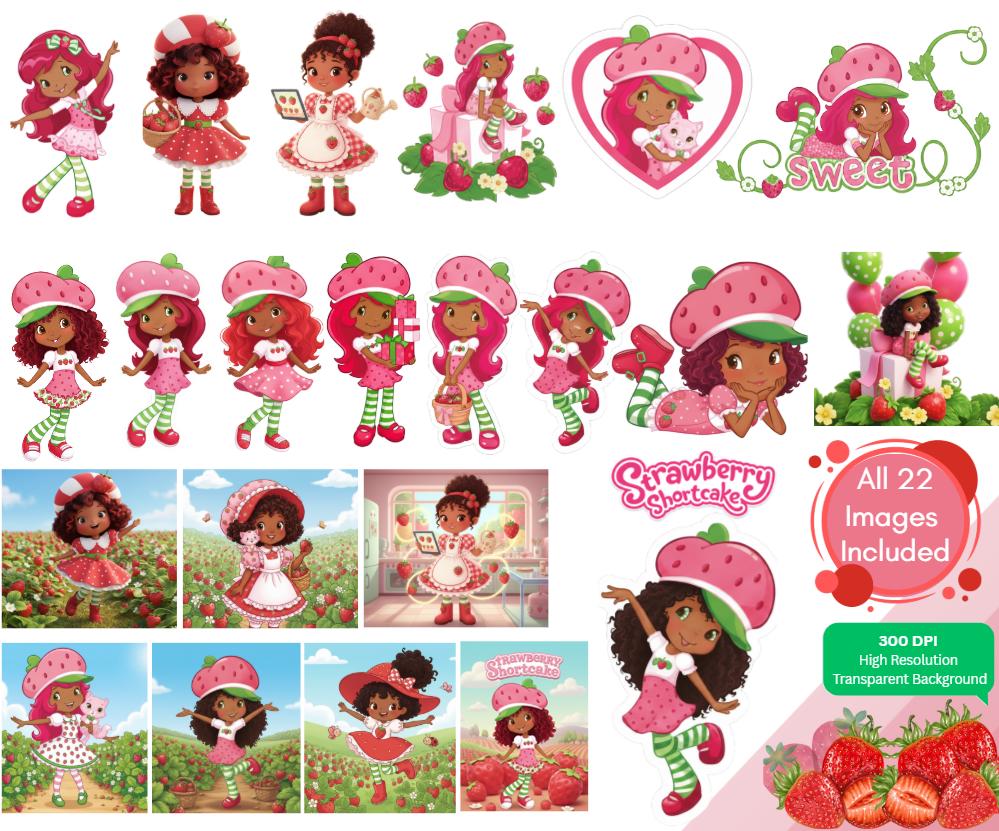 African American Strawberry Shortcake PNG, 22 Images, Birthday