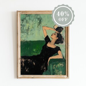 ヴィンテージ ウォール アート デザイン、油絵アート、デジタル アート プリント、ルネッサンス スタイル アート デザイン、グリーン ウォール アート、ホーム デコレーション、新築祝い