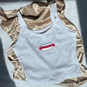 New York Baseball Hot Dog Print - Women&#39;s Micro Ribbed Scoop Tank