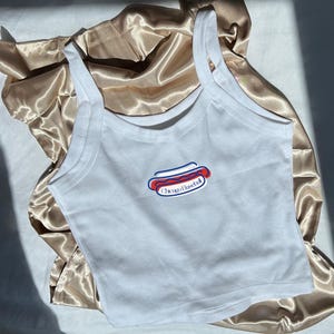 Chicago Baseball Hot Dog Print - Women&#39;s Micro Ribbed Scoop Tank