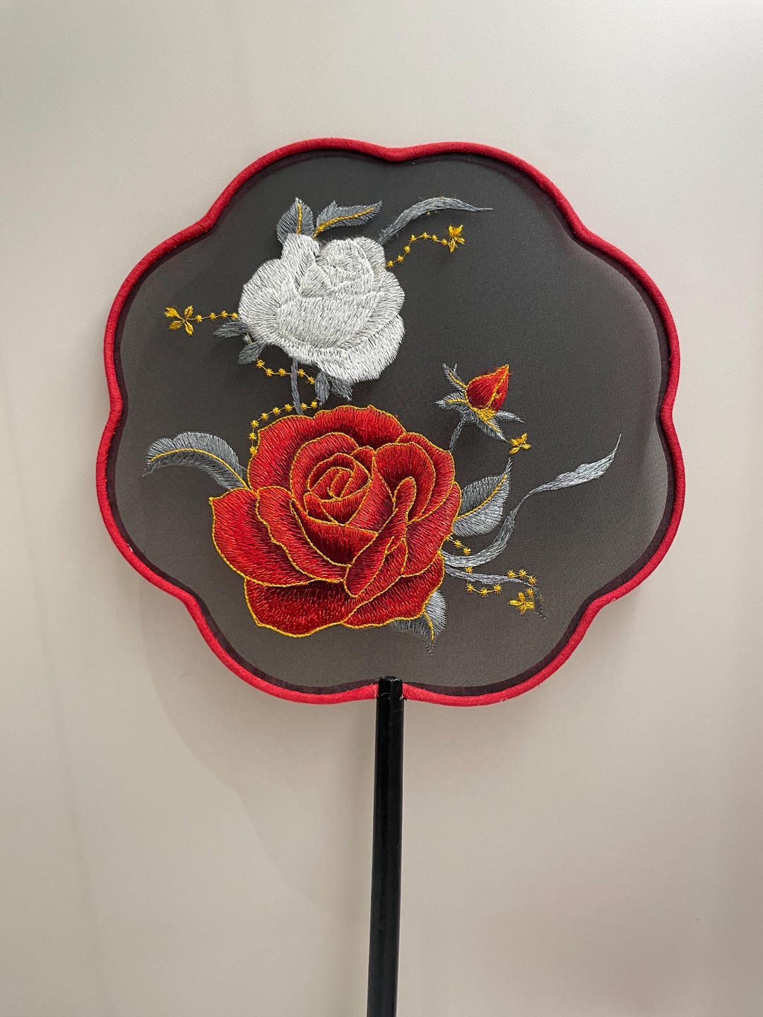 Handmade Embroidered Silk Fan: Butterfly & Floral Asian Decor - Etsy