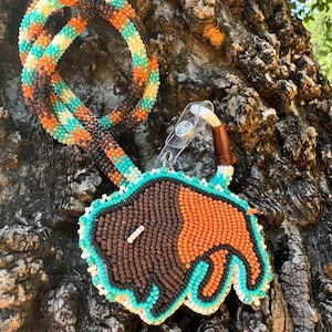 Beaded Wrapped Lanyard/ Buffalo Badge Reel