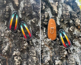 Black Firewheel- Beaded teardrop Earrings