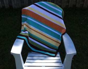 Striped crochet blanket