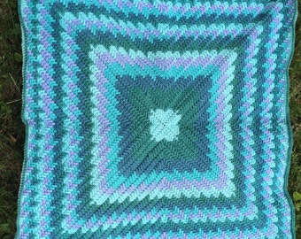 Teal, purple Baby Blanket- crochet baby blanket-Lap Blanket-knit blanket