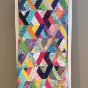 Multicolor triangle quilt-Scrappy quilt-baby quilt-quilted throw-multicolor blanket