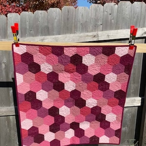 Purple Pink Hexagon Baby Quilt