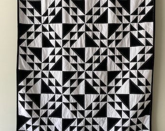 Contemporary Black and White Striped Lap Quilt - Etsy