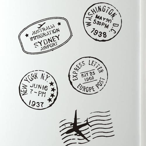 Travel Vinyl Wall Decals stamp Decals Etsy