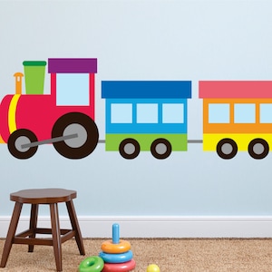 Train Wall Decal, Train Fabric Wall Decal, Reusable, Re positional Wall Decal, Kids wall decals