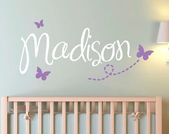 Kids Name Wall Decal, Girls Room Name Decal, Butterfly Name Decal, Nursery Name Decal, Kids Name Vinyl Decal, Name wall Sticker, Cute Decals