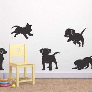 Puppy Vinyl Wall Decal Set of 5 Puppy Decal Nursery Vinyl Wall Decal Puppy Sticker Child's Room Wall Decal Dog Puppies Wall Decals image 1