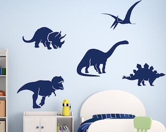 Dinosaur Wall Decals,  Dinosaur Shape Wall Decals, Kids Room Dinosaur Wall Stickers, Dinosaur Silouhettes, Dinosaur Vinyl Stickers