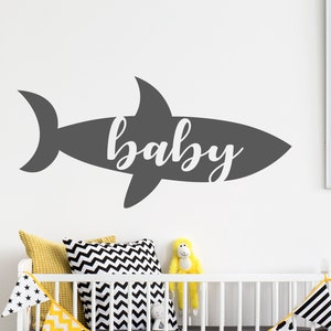 Baby Shark Vinyl Wall Decal, Kids Shark Sticker, Baby Shark Stickers, Custom Kids Room Decor, Kids Shark Nursery Decal, Baby Shark Song