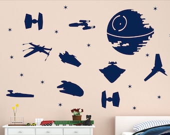 Star Wars Wandtattoos, Star Wars Schiffe, Todesstern, Millenium Falke, Schlafzimmer Start Wars Aufkleber