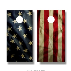 USA Flag Cornhole Wrap, Rustic Flag Cornhole Wrap Set, American Flag Cornhole Vinyl Wrap