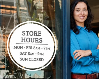 Storefront Hours Vinyl Decal, Business Hours Decal, Hours of Operation, Store Hours Vinyl Cling, Customizable Store Hours