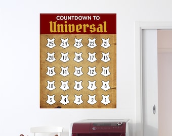 Affiche Universal Countdown, calendrier de vacances, Universal Orlando Countdown, différentes tailles disponibles