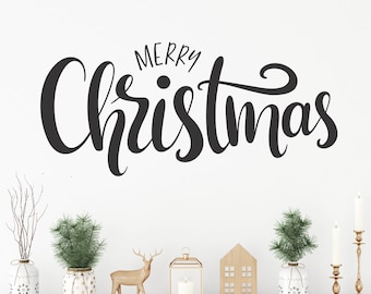 Merry Christmas Vinyl Decals for Walls, Holiday Wall Decor, Christmas Vinyl Stickers, Christmas Sign Decals, Christmas Wall Quotes