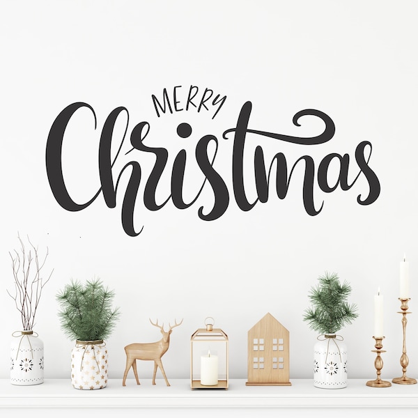 Merry Christmas Vinyl Decals for Walls, Holiday Wall Decor, Christmas Vinyl Stickers, Christmas Sign Decals, Christmas Wall Quotes