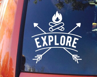 Explore Window Decal Sticker, Go Explore Outdoors Window Decal, Explore Laptop Decal, Seek Adventure window sticker, Camping Decal for car