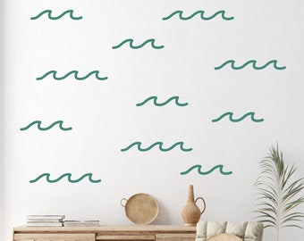 Ocean Waves Wall Decals, Water Waves Wall Stickers, Summer House Decor, Beach Nursery Decal, Ocean Wall Stickers, Stick on Wall Decals