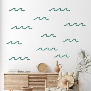 Ocean Waves Wall Decals, Water Waves Wall Stickers, Summer House Decor, Beach Nursery Decal, Ocean Wall Stickers, Stick on Wall Decals