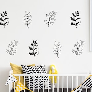 Large Flower Botanical Wall Decals, Branches and Leaves Wall Decals, Large 10&quot; Branches decals, Vintage Flower Wall Decor
