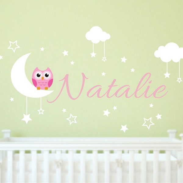 Nursery Wall Decals - Owl Wall Decal - Nursery Name Decal - Nursery Room Decor - Owl Nursery Decal - Owl Wall Decal - Cute