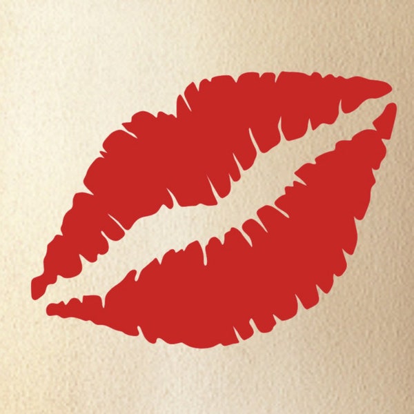 Lips Vinyl Wall Decal - Kissing Lips Vinyl Wall Decal - Lipstick Lips Kiss Vinyl Wall Decal - Kissing Lips Vinyl Wall Decal