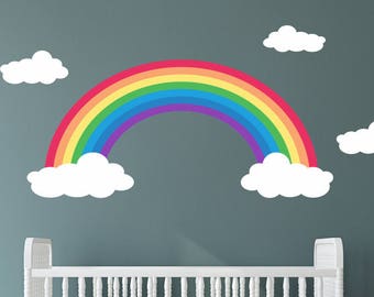 Rainbow Wall Decals - Rainbow and Clouds Decals - Kids Room Decal - Rainbow Reusable Wall Decal - Rainbow wall decal - Girls Wall Decals