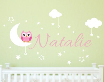 Nursery Wall Decals - Owl Wall Decal - Nursery Name Decal - Nursery Room Decor - Owl Nursery Decal - Owl Wall Decal - Cute