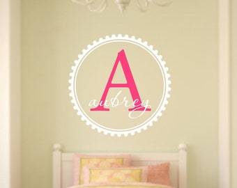 Monogram Name Wall Decal - Kids Name Monogram - Child's Room Personalized Wall Decal - Nursery Vinyl Wall Decal - Kids Room Vinyl Wall Decal