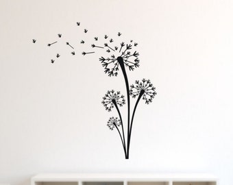 Vinyl Wall Decal Set of 4 Dandelions Connected - Child's Room Vinyl Wall Decal  - Dandelion Vinyl Wall Decals - Flower Vinyl Decal