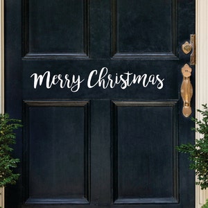 Merry Christmas Door Decal, Christmas Wall Decal, Holiday Decal, Christmas Decal, Christmas Vinyl Decal