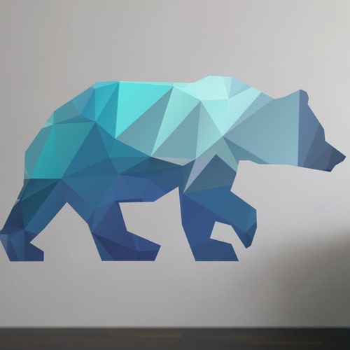 Bear Wall Decal Geometric Bear Decal Modern Bear Wall Etsy