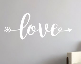 Love Vinyl Wall Decals - Love Vinyl Wall Quote - Arrow and Love vinyl wall decal - Love vinyl wall quote - Love decal - Love Decal Quote