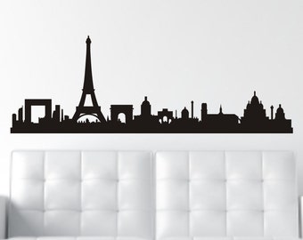 Paris Wall Decal - Paris Silhouette - City Skyline Decal - Paris Decal - City Silhouette - Eiffel Tower Wall Decal - Paris