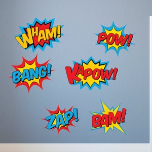 Superhero Wall Decals - Superhero decal set - Superhero fabric decals, Pow Decal, Bam Decal, Heroes, Kids Wall Decals - Super Hero Decals