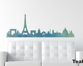 Paris Wall Decals - Paris Silhouette - City Skyline Decal - Paris Decal - City Silhouette - Eiffel Tower Wall Decal